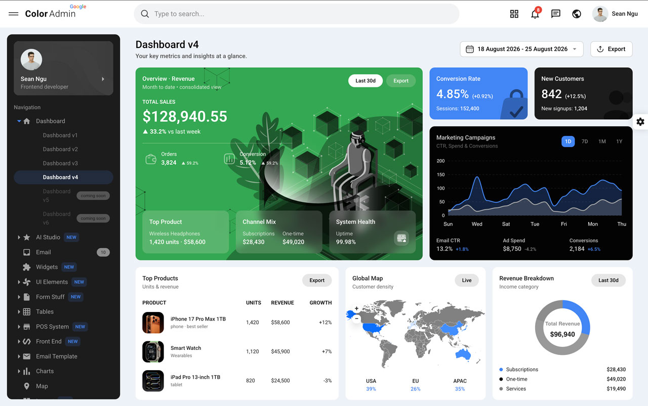 Color Admin Google Version