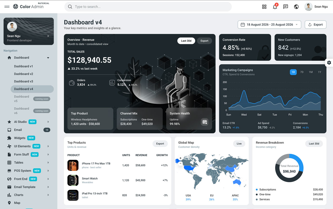 Color Admin Material Version